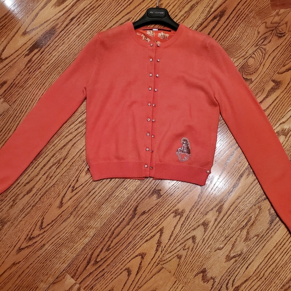 💥💫HOST PICK!💥💫DEAL!Cardigan Cozy Roberta Scarpa orange sexy cardi.size 10 - Picture 8 of 12